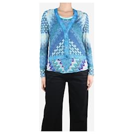 Missoni-Conjunto de blusa e cardigã com estampa azul brilhante - tamanho Reino Unido 12-Azul