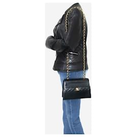 Chanel-BLACK VINTAGE 1989 petit sac porté épaule à chaîne en cuir d'agneau-Noir