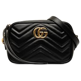 Gucci-Gucci Black Mini GG Marmont Matelasse Crossbody Bag-Black