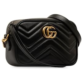 Gucci-Gucci Black Mini GG Marmont Matelasse Crossbody Bag-Black