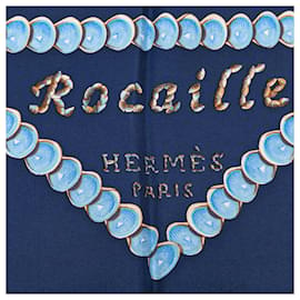 Hermès-Bufanda de seda azul Hermes Rocaille-Azul