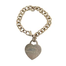 Tiffany & Co-Bracelet en argent Tiffany avec étiquette en forme de cœur Return To Tiffany-Argenté