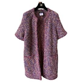 Chanel-Abrigo de punto Lesage Tweed con botones CC tejidos-Multicolor
