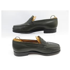 JM Weston-JM WESTON LOAFERS 6E 41 LARGE GREEN LEATHER + SHOES SHOES-Green