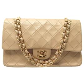 Chanel-VINTAGE SAC A MAIN CHANEL TIMELESS CLASSIQUE MEDIUM BANDOULIERE HAND BAG-Beige