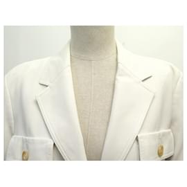 Céline-Celine Jacket 2 buttons size 42 L IN WHITE COTTON WHITE COTTON JACKET-White