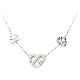 COLAR DE CORAÇÃO MULTI ENTRELAÇADO POIRAY 41 CM EM OURO BRANCO 18Colar de ouro K Prata