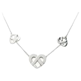 Poiray-POIRAY MULTI INTERLACED HEART NECKLACE 41 CM IN WHITE GOLD 18K GOLD NECKLACE-Silvery