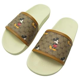 Gucci-NEW GUCCI X DISNEY SHOES GG SUPREME MICKEY SANDALS 602075 35 SHOES-Brown