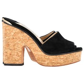 Jimmy Choo Deedee Platform Slides in Black Suede Black