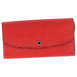Louis Vuitton-Portafoglio Louis Vuitton Emilie in pelle Epi rossa-Rosso