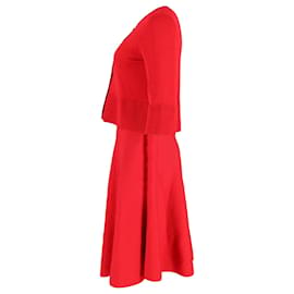 Carolina Herrera-Carolina Herrera Cardigan and Dress Set in Red Viscose-Red