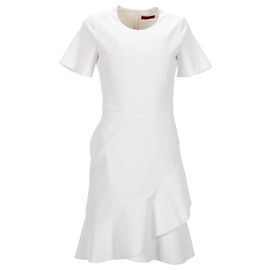 Hugo by Hugo Boss Rüschenkleid aus weißem Polyester Weiß