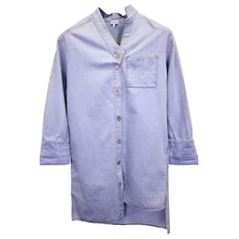 Loewe-Loewe Asymmetric Shirt Dress in Blue Cotton Denim-Blue