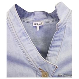 Loewe-Loewe Asymmetric Shirt Dress in Blue Cotton Denim-Blue