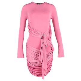 The Attico Mini-robe drapée à manches longues en polyester rose Rose