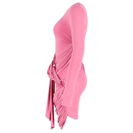 Attico-Miniabito a maniche lunghe drappeggiato The Attico in poliestere rosa-Rosa