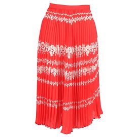 Self portrait Self-Portrait Plissee-Midirock mit Blumenmuster aus rotem Polyester Rot