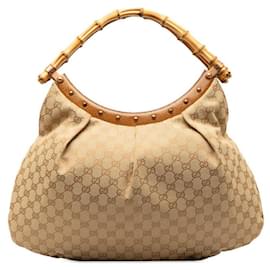 Gucci-GG Canvas Bamboo Stud Handbag 124293-Other