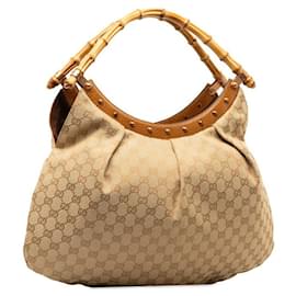 Gucci-GG Canvas Bamboo Stud Handbag 124293-Other