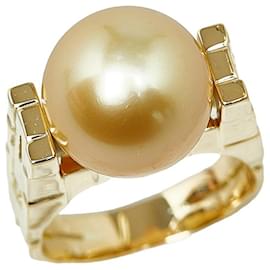 & Other Stories-K18YG Yellow Gold White Pearl Ring for Women in Great Condition-Golden