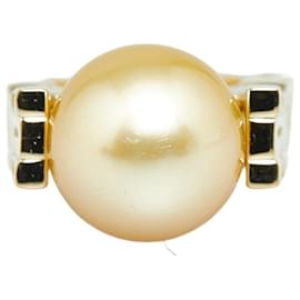 & Other Stories-K18YG Yellow Gold White Pearl Ring for Women in Great Condition-Golden