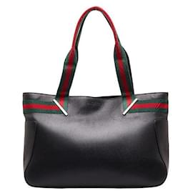 Gucci-Gucci Leather Web Tote Bag Leather Tote Bag 73983 in Good condition-Other