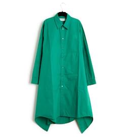 Balenciaga-2016 Balenciaga Green Cotton Dress and overskirt FR40-Vert