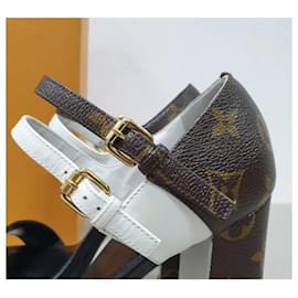 Louis Vuitton-Sandali incrociati Louis Vuitton in pelle di vitello con motivo Monogram.-Multicolore