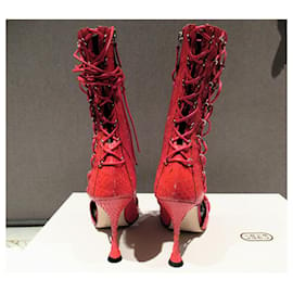 Autre Marque-Liudmila red snakeskin boots-Red