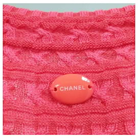 Chanel-Chanel Rosa Strickkleid mit Struktur-Pink