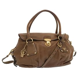Prada-PRADA Shoulder Bag Leather 2way Brown Auth bs11266-Brown