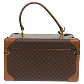 Céline-CELINE Macadam Canvas Vanity Case Hand Bag PVC Brown Auth 67848A-Brown
