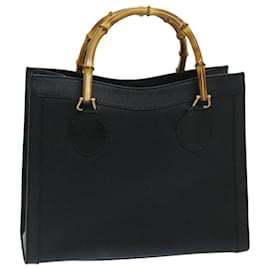 Gucci-GUCCI Bamboo Tote Bag Leather Black Auth ep3665-Black