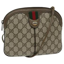 Gucci-GUCCI GG Supreme Web Sherry Line Shoulder Bag Beige Red 904 02 047 Auth ki4229-Red,Beige