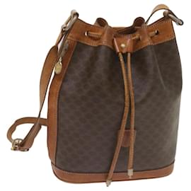 Céline-CELINE Macadam Canvas Shoulder Bag PVC Leather Brown Auth ki4237-Brown