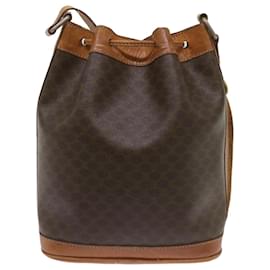 Céline-CELINE Macadam Canvas Shoulder Bag PVC Leather Brown Auth ki4237-Brown