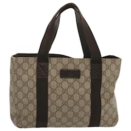 Gucci-GUCCI GG Supreme Tote Bag PVC Beige 141976 Auth ki4226-Beige
