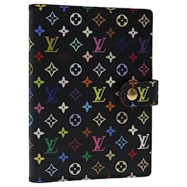 Louis Vuitton-LOUIS VUITTON Agenda Multicolor PM Planificador de día Cubierta Negra R21076 Auth yk11303UNA-Negro
