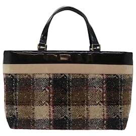Burberry-BURBERRY Hand Bag Wool Beige Auth bs12601-Beige