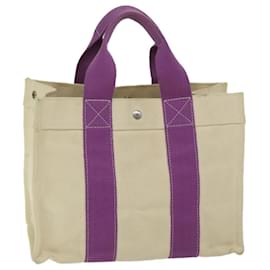 Hermès-HERMES Bora Bora PM Tote Bag Canvas Beige Purple Auth bs12586-Beige,Purple