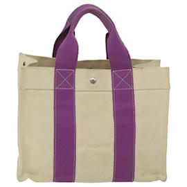 Hermès-HERMES Bora Bora PM Tote Bag Canvas Beige Purple Auth bs12586-Beige,Purple