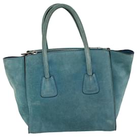 Prada-PRADA Hand Bag Suede 2way Blue Auth bs12928-Blue