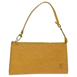 Louis Vuitton-Estuche para accesorios LOUIS VUITTON Epi Pochette Amarillo M52989 LV Auth 68703-Amarillo