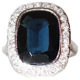 Sans Arcidet-Art-Déco-Ring mit Saphir-Marineblau