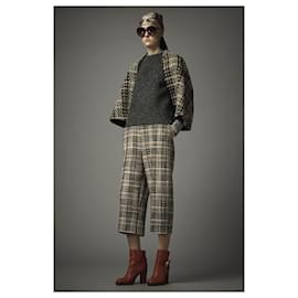 Valentino-Valentino Pre-Fal 2014 Tweed Culottes Cropped Pants-Brown