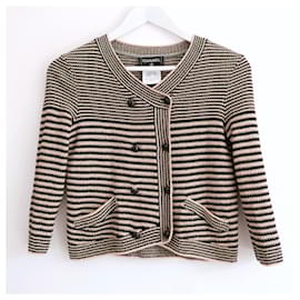 Chanel Resort 2015 Jacke aus Papier/Baumwolle/Seide gestrickt, verkürzt. Kamel