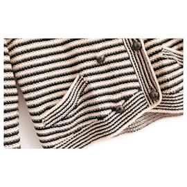 Chanel-Jaqueta cropped de tricô de papel/algodão/seda da coleção Resort 2015 da Chanel.-Camelo