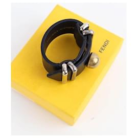 Fendi-chain leather strap-Black