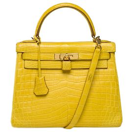 Hermès Hermes Kelly bag 28 in Yellow Crocodile - 101756 Yellow
